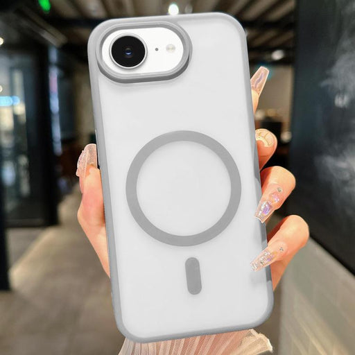 For iPhone 16e Transparent TPU Hybrid PC Magsafe Phone Case(Grey) PhonoClean