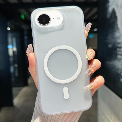 For iPhone 16e Transparent TPU Hybrid PC Magsafe Phone Case(White) PhonoClean