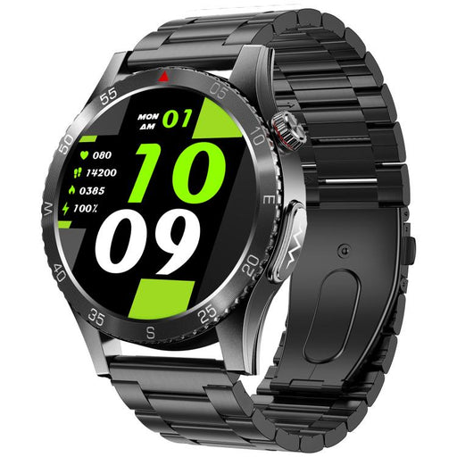 H9 1.43 inch Steel Strap ECG Smart Watch Supports Bluetooth Calls/Smart Voice Assistant(Black) PhonoClean