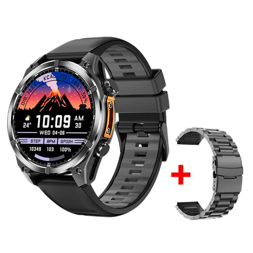 HD300 1.43 inch AMOLED Screen Dual Straps Sports Smart Watch Supports Blood Oxygen Detection(Black Silicone Strap + Black Steel Strap) PhonoClean