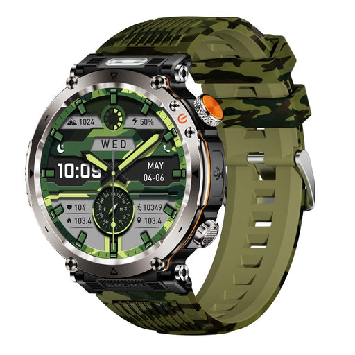 HT30 1.7 inch IP68 Waterproof Camouflage Silicone Band Smart Watch, Support Flashlight / Banknote Detector Light / Compass(Army Green) PhonoClean