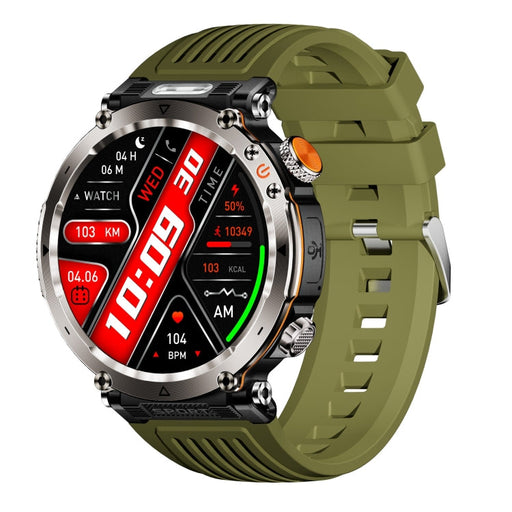 HT30 1.7 inch IP68 Waterproof Silicone Band Smart Watch, Support Flashlight / Banknote Detector Light / Compass(Army Green) PhonoClean