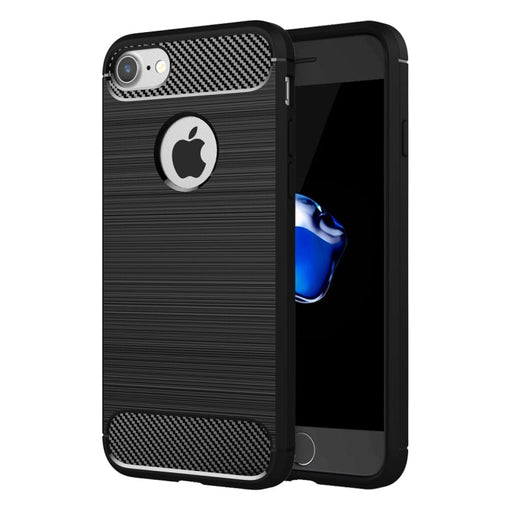 For iPhone 8 & 7 Brushed Texture Fiber TPU Rugged Armor Protective Case(Black) - BaskiFit