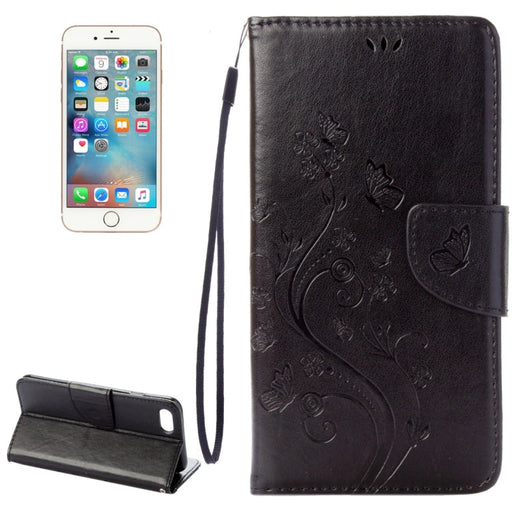 For iPhone 8 & 7 Pressed Flowers Horizontal Flip Leather Case with Holder & Card Slots & Wallet(Black) - BaskiFit