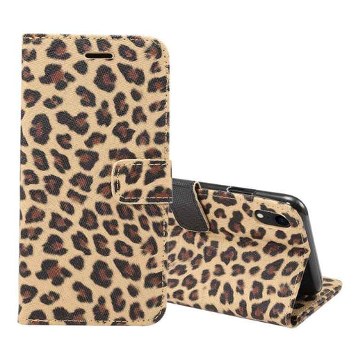 For iPhone XR Leopard Pattern Horizontal Flip Leather Case with Holder & Card Slots(Yellow)