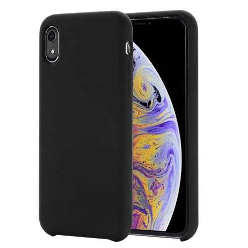 For iPhone XR Four Corners Full Coverage Liquid Silicone Case(Black)