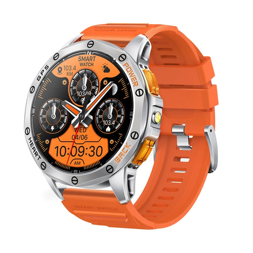LEMFO K67 1.43 inch AMOLED Screen GPS Sports Smart Watch, Support Bluetooth Call / Health Monitoring(Silver Orange) PhonoClean
