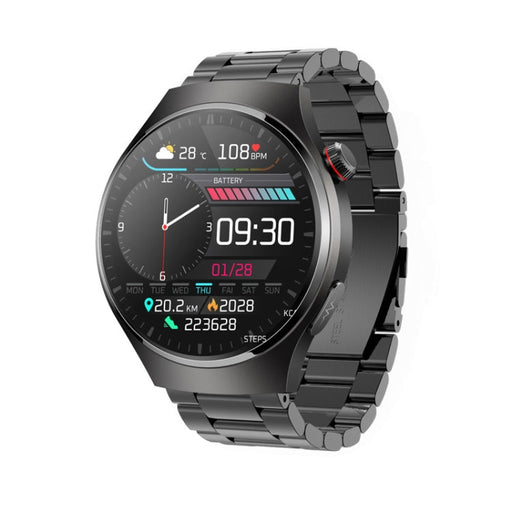 MT200 1.43 inch AMOLED IP67 Steel Band Smart Call Watch, Support ECG(Black) PhonoClean