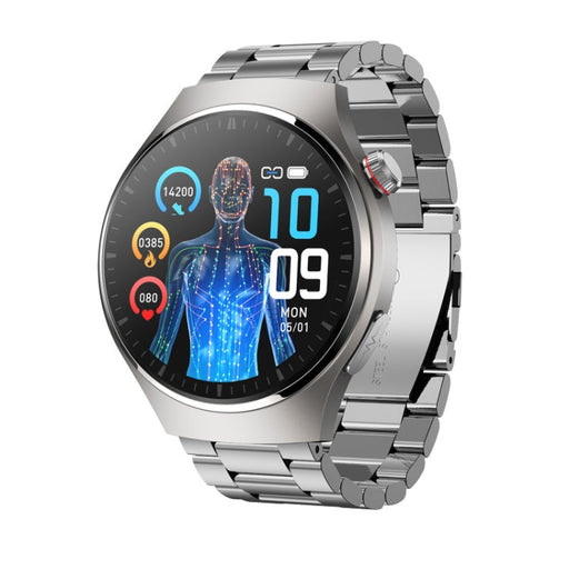 MT200 1.43 inch AMOLED IP67 Steel Band Smart Call Watch, Support ECG(Silver) PhonoClean