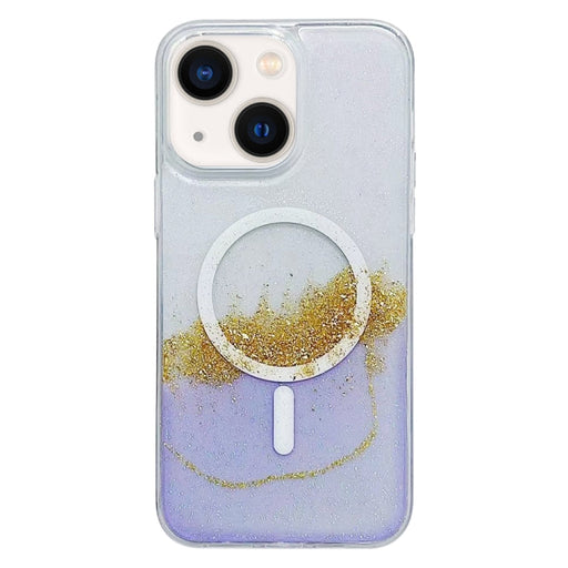 For iPhone 13 Gilding MagSafe Hybrid Clear TPU Phone Case(Purple) - BaskiFit