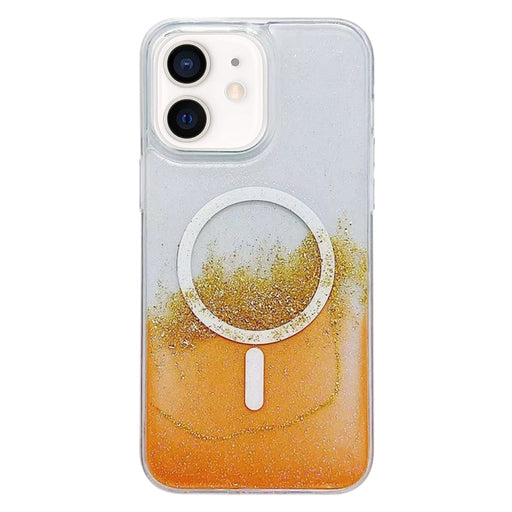For iPhone 11 Gilding MagSafe Hybrid Clear TPU Phone Case(Orange) - BaskiFit