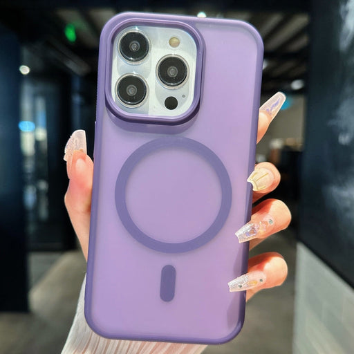 For iPhone 12 Pro Transparent TPU Hybrid PC Magsafe Phone Case(Purple) - BaskiFit