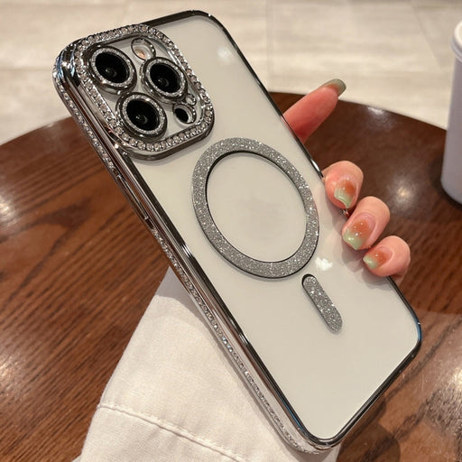 For iPhone 13 Pro Max Diamond Plated MagSafe TPU Phone Case(Silver) - BaskiFit