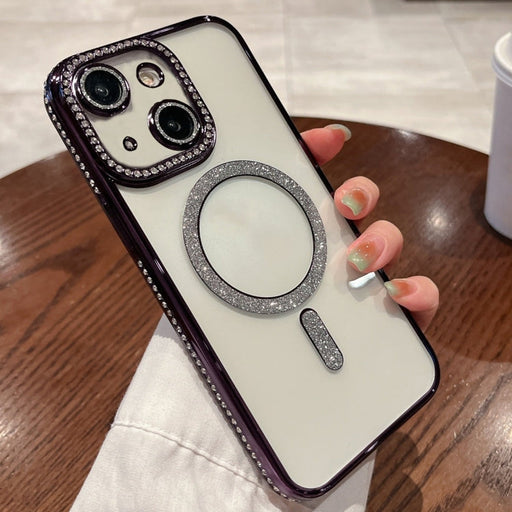 For iPhone 13 Diamond Plated MagSafe TPU Phone Case(Purple) - BaskiFit