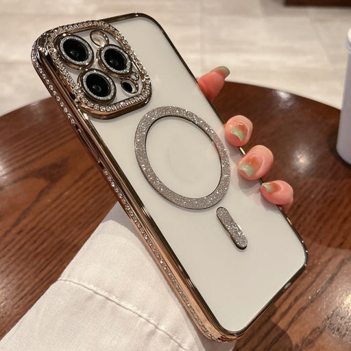 For iPhone 12 Pro Diamond Plated MagSafe TPU Phone Case(Gold) - BaskiFit