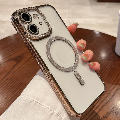For iPhone 11 Diamond Plated MagSafe TPU Phone Case(Gold) - BaskiFit