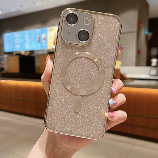 For iPhone 13 Glitter Electroplating MagSafe TPU Phone Case(Gold) - BaskiFit