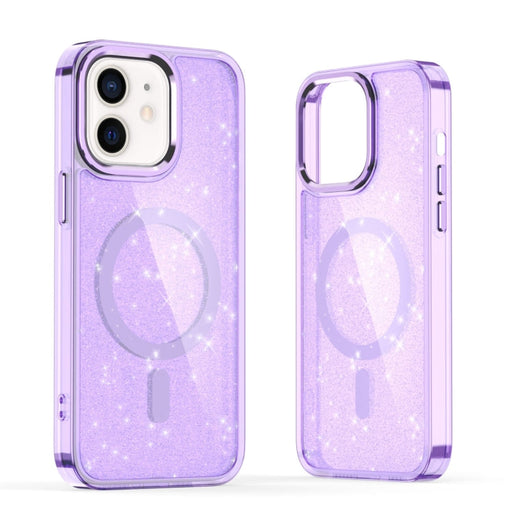 For iPhone 11 Glitter MagSafe Shockproof Phone Case(Purple) - BaskiFit