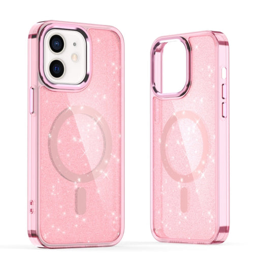 For iPhone 12 Glitter MagSafe Shockproof Phone Case(Pink) - BaskiFit