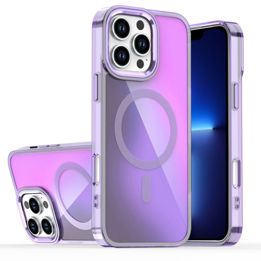 For iPhone 13 Pro Bright Shadow Magsafe Discoloration Phone Case(Purple) - BaskiFit