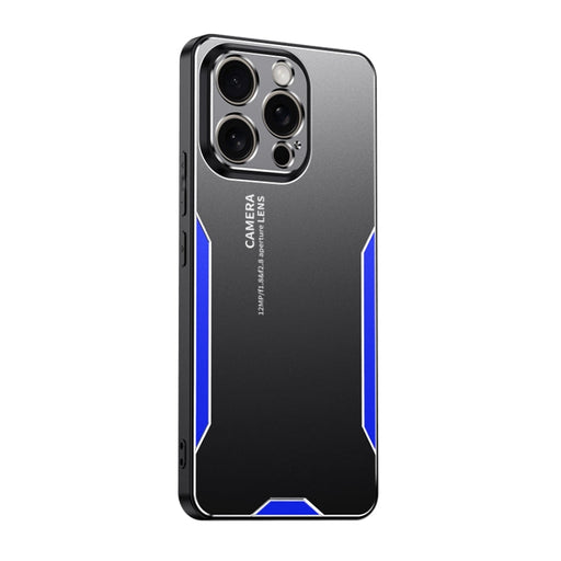 For iPhone 13 Pro Max Blade Series TPU Hybrid Metal Phone Case(Blue) - BaskiFit