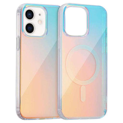 For iPhone 12 Laser Engraved Texture MagSafe Phone Case(Red Light) - BaskiFit