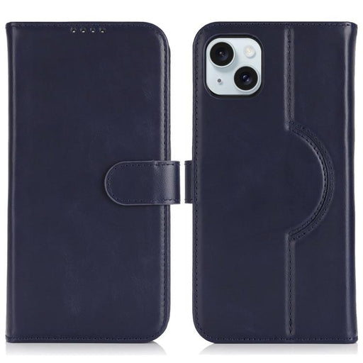 For iPhone 15 Genuine Leather Card Wallet MagSafe Phone Case(Dark Blue) - BaskiFit
