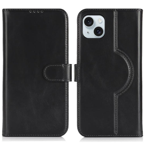 For iPhone 15 Plus / 14 Plus Genuine Leather Card Wallet MagSafe Phone Case(Black) - BaskiFit