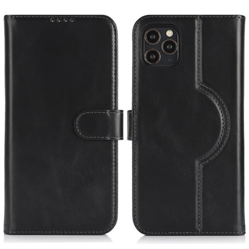 For iPhone 16 Pro Max Genuine Leather Card Wallet MagSafe Phone Case(Black) - BaskiFit