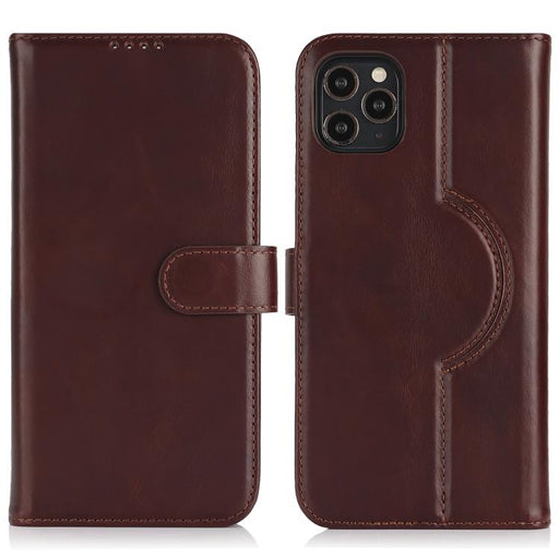 For iPhone 16 Pro Max Genuine Leather Card Wallet MagSafe Phone Case(Dark Brown) - BaskiFit