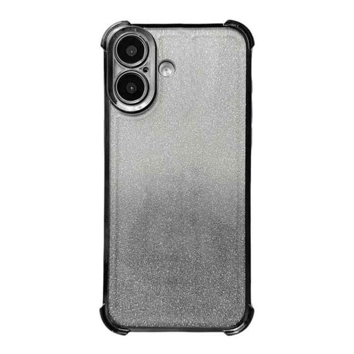 For iPhone 16 Electrpolated Glitter Four-corner Shockproof Space TPU Phone Case(Gradient Black)