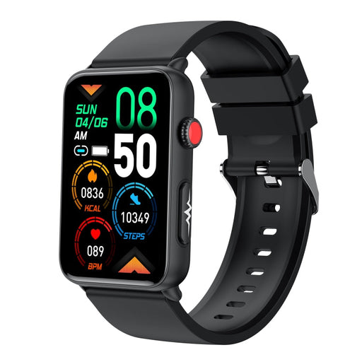Smart Watch Ring ECG Temperature Heart Rate Blood Pressure Health Bluetooth Talking Watch, Color: Black Silicone PhonoClean