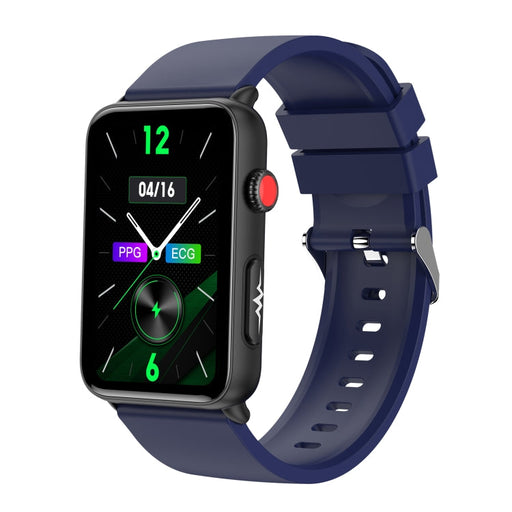Smart Watch Ring ECG Temperature Heart Rate Blood Pressure Health Bluetooth Talking Watch, Color: Blue Silicone PhonoClean