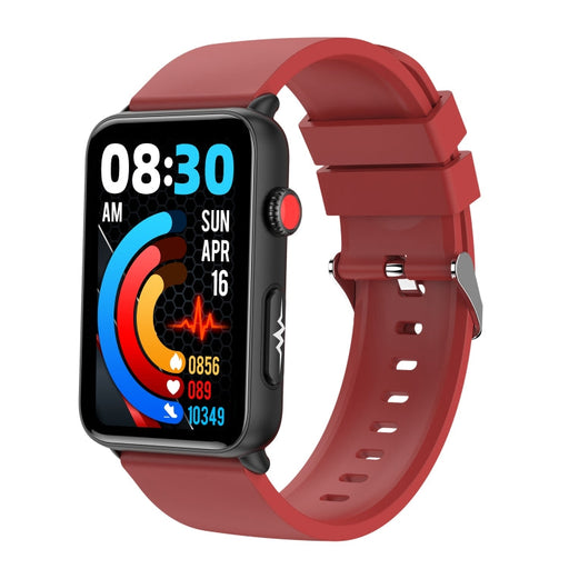 Smart Watch Ring ECG Temperature Heart Rate Blood Pressure Health Bluetooth Talking Watch, Color: Red Silicone PhonoClean