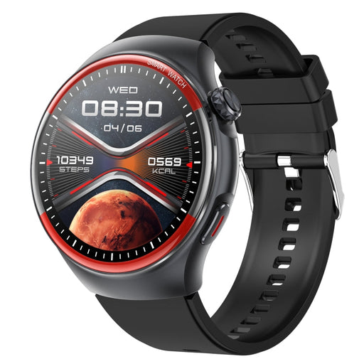 T82 1.43 inch Round Screen BT Call Smart Watch, Heart Rate / Blood Pressure / Blood Oxygen / Sleep / Blood Sugar / HRV / Metope / SOS, Strap:Silicone Black PhonoClean