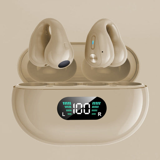Q80 TWS Bluetooth 5.3 Wireless Earclip Bone Conduction Noise Reduction Bluetooth Headphone(Khaki)