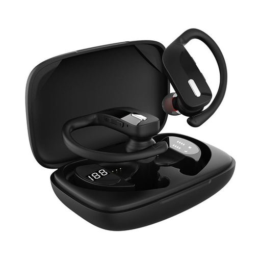 TWS Ear-mounted Noise Reduction LED Dual-battery Display Bluetooth Earphones(T17 Black)