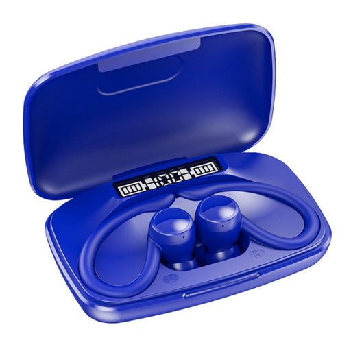 TWS Ear-Mounted LED Digital Display Noise Reduction Bluetooth Earphones With Power Bank Function(Blue)