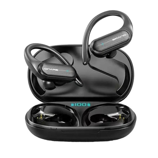 TWS Ear-mounted Sports Waterproof LED Digital Display Wireless Bluetooth Earphones(Black)