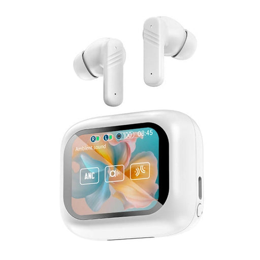 LX-10 Full-Color Touch Screen ANC+ENC Dual Noise Reduction In-Ear Wireless Bluetooth Earphone(White)