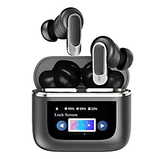 V8 Smart Color Screen Touch ANC Active Noise Reduction Wireless Bluetooth Earphones(Black)