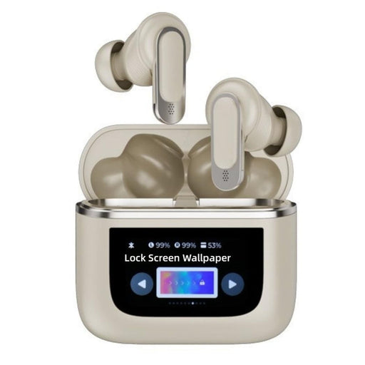 V8 Smart Color Screen Touch ANC Active Noise Reduction Wireless Bluetooth Earphones(Gold)