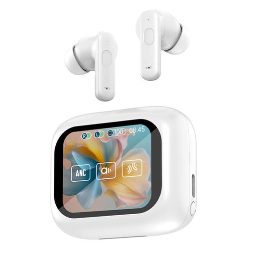 LY30 Full-color Touch Screen ANC+ENC Noise Reduction Wireless Bluetooth Earphones(White)