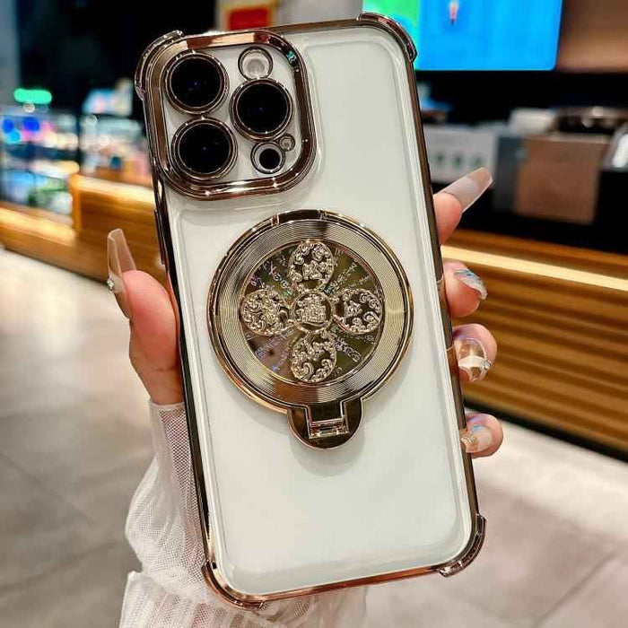 For iPhone 16 Pro Spinning Top Holder Phone Case(Desert Gold)