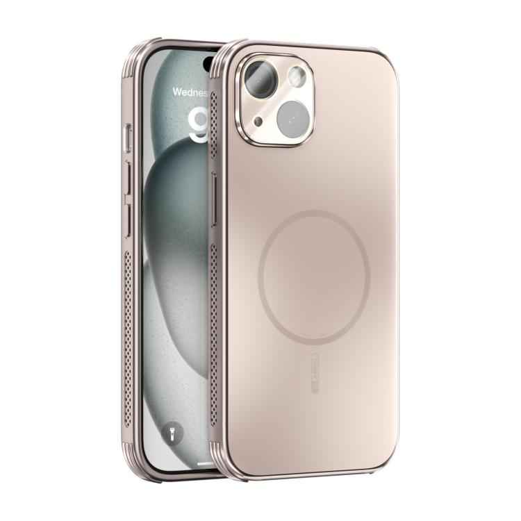 For iPhone 15 ABEEL Heat Dissipation Frosted MagSafe Phone Case with Lens Film(Rose Gold)