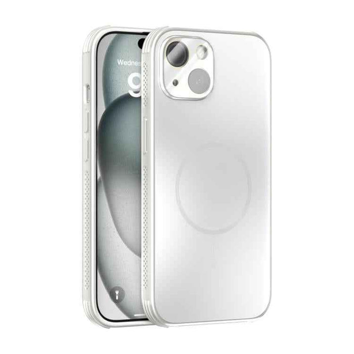 For iPhone 15 ABEEL Heat Dissipation Frosted MagSafe Phone Case with Lens Film(White)