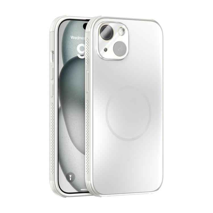 For iPhone 15 ABEEL Heat Dissipation Frosted MagSafe Phone Case with Lens Film(White)