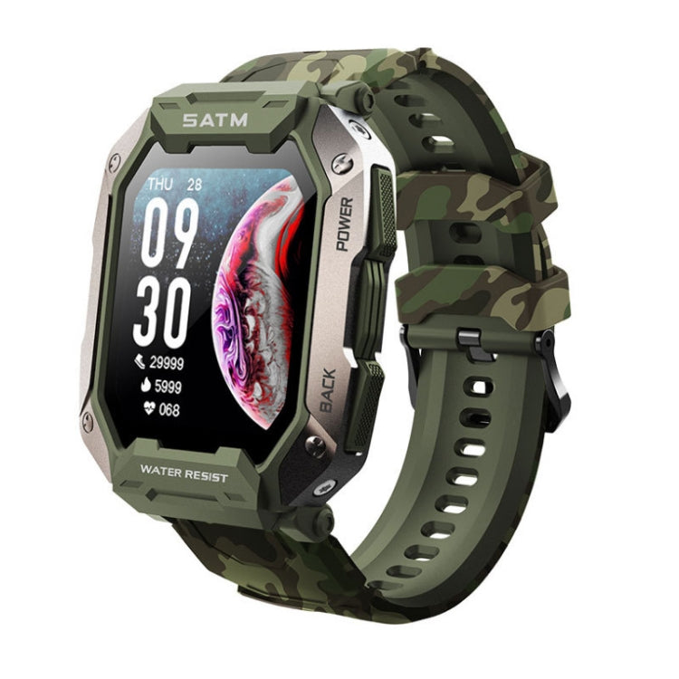 C20Plus 1.81-inch Health Monitoring Waterproof Bluetooth Call Smart Watch, Camouflage Green