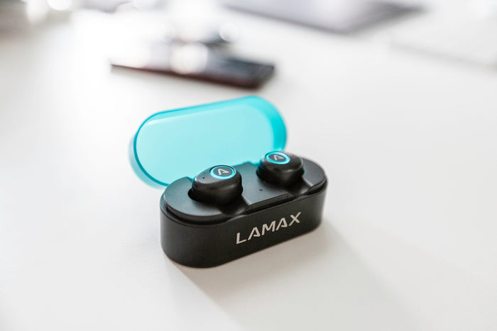 black Lamax wireless earbuds
