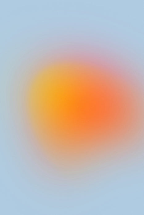 abstract warm orange orb on blue gradient background